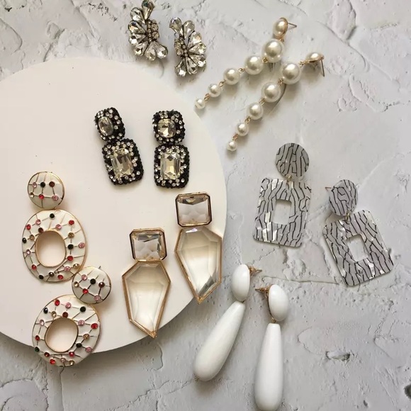 Zara Clear Hoops Chunky Boho Gold Big 3D Drop Geometric Lucite Earrings - Picture 2 of 13